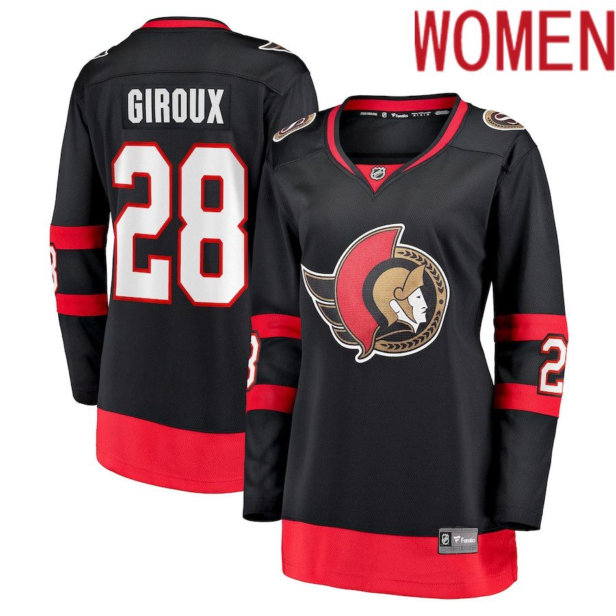 Women Ottawa Senators 28 Claude Giroux Fanatics Branded Black Home Breakaway Player NHL Jersey